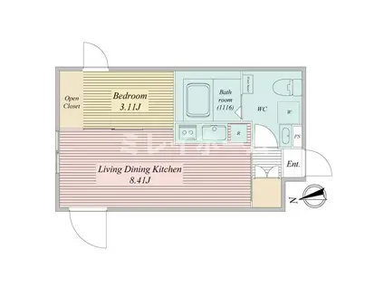 ライブフラット馬込(1LDK/2階)の間取り写真