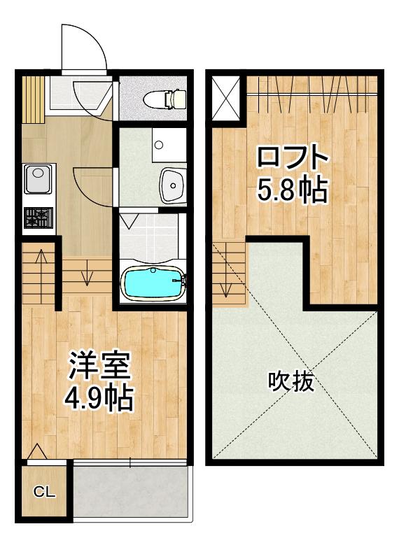 MODERN PALAZZO 貝津FAVEUR(1SK/1階)の間取り写真