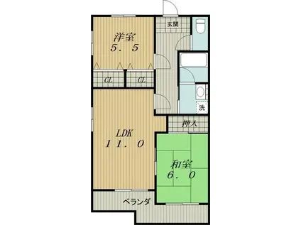 メゾンシャンビラージ多加木(2LDK/3階)の間取り写真