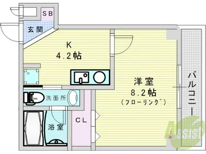 A-ONECOURTOWADA(1K/1階)の間取り写真