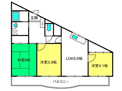 シェーンレーベASAMA(3DK/5階)の間取り写真