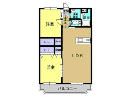 プレミアム五番館(2LDK/1階)の間取り写真