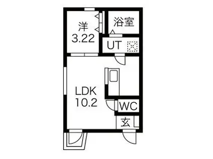クレスト中村(1LDK/1階)の間取り写真