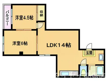 チェリー北ハイツ(2LDK/7階)の間取り写真