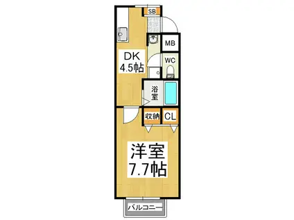 コーポスバルB(1K/1階)の間取り写真