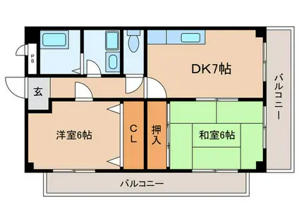 ラポール大観(2DK/2階)の間取り写真