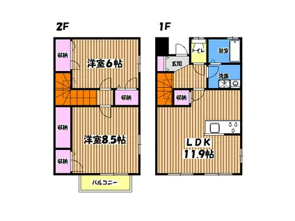 グランバリエ福島A(2LDK/1階)の間取り写真