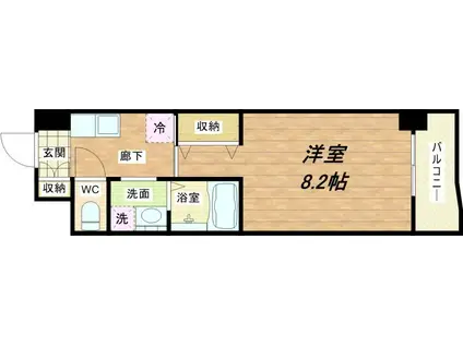 ローズコーポ本町(1K/12階)の間取り写真