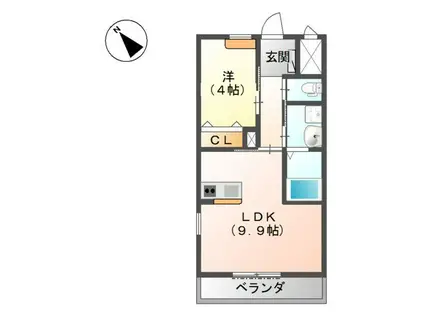 ＪＲ山陽本線 東加古川駅 徒歩9分 2階建 築9年(1LDK/2階)の間取り写真