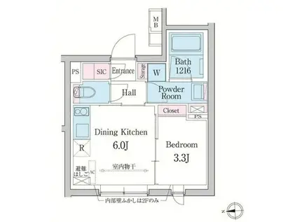 デュオメゾン渋谷(1DK/2階)の間取り写真