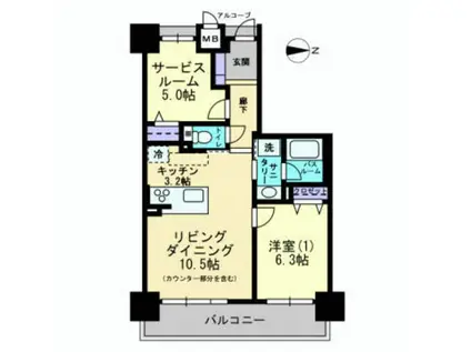 アルファステイツ岡山駅西(1SLDK/10階)の間取り写真