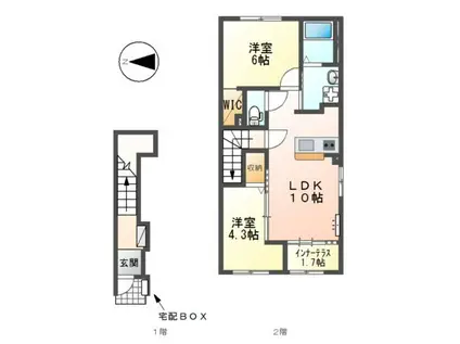 大村町アパート(2LDK/2階)の間取り写真