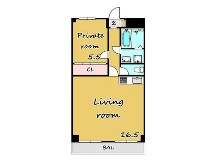 セントラルヒルズ(1LDK/3階)の間取り写真