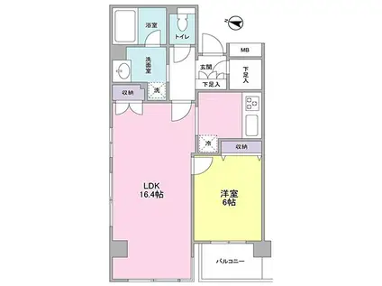 KDXレジデンス成城(1LDK/2階)の間取り写真