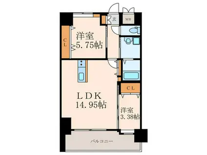 コートハウス・ピノ(2LDK/9階)の間取り写真