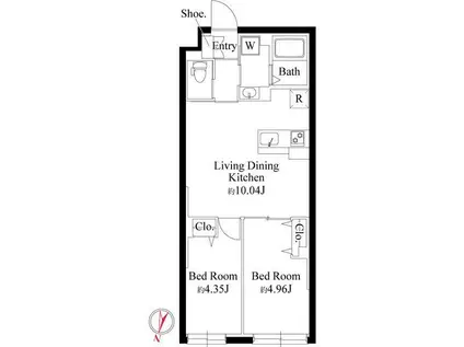 グランパセオ大岡山(2LDK/3階)の間取り写真
