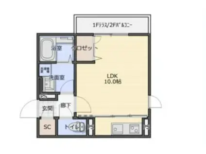 ルミエール(ワンルーム/2階)の間取り写真