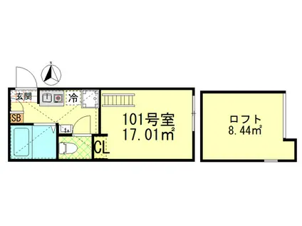 武蔵中原AP(1K/1階)の間取り写真