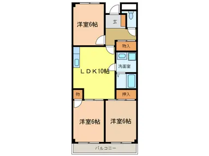 グリーンハイツ芝(3LDK/2階)の間取り写真