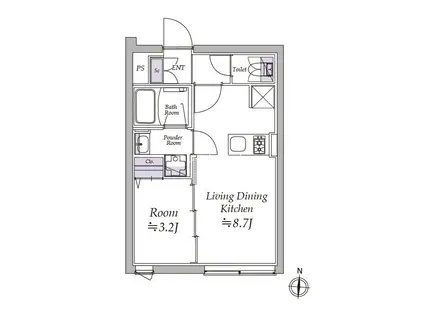 アトリオフラッツ清澄白河(1LDK/4階)の間取り写真