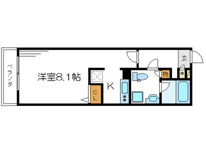 リブリ・ガーデン(ワンルーム/1階)の間取り写真