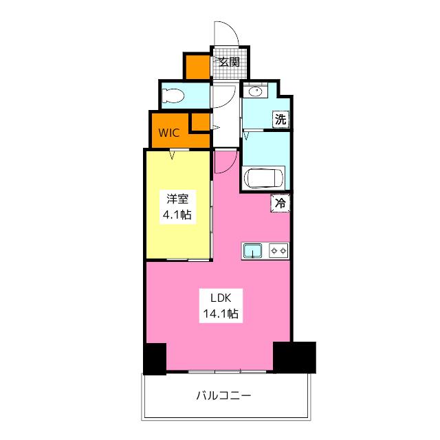 博多グランドレジデンス(1LDK/10階)の間取り写真