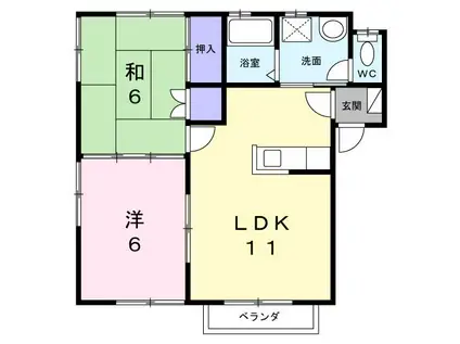 朝日ハイツI(2LDK/1階)の間取り写真