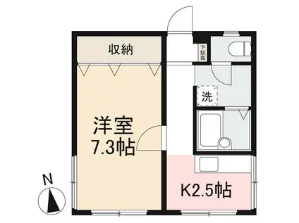 STELLAII西宝町(1K/1階)の間取り写真