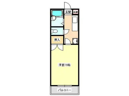 フローラ湖東(1K/3階)の間取り写真