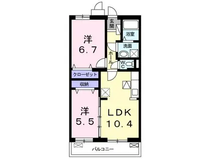 ノウム スペース ピルムII(2LDK/1階)の間取り写真