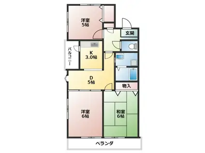 CAESAR PARK I(3DK/1階)の間取り写真