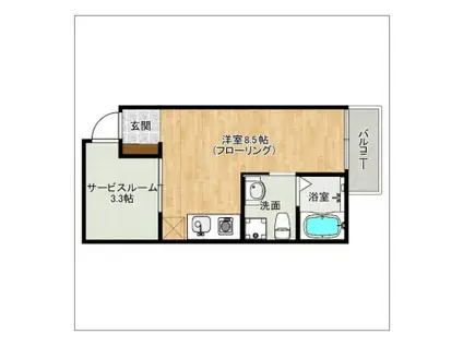 ガレット南福岡(ワンルーム/4階)の間取り写真