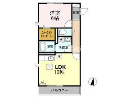 プレヴェール南林間(1LDK/2階)の間取り写真