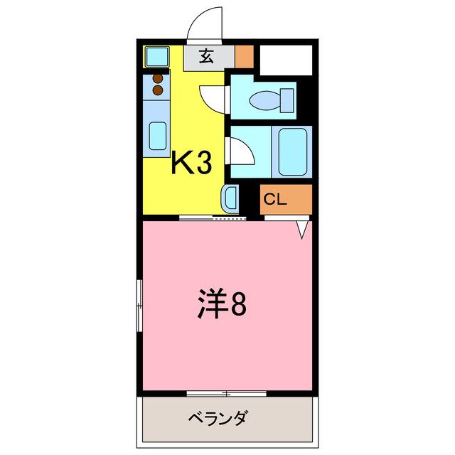 ハマイカリ I(1K/3階)の間取り写真