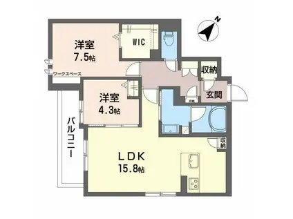 CASA OTSUBO(2LDK/2階)の間取り写真