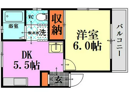 グリーン若葉(1DK/1階)の間取り写真