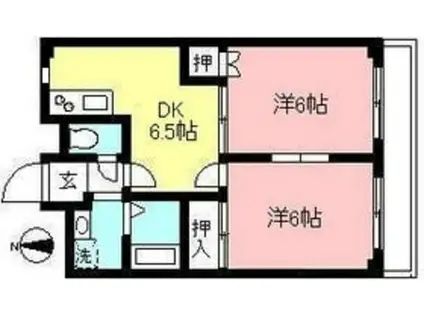 コーポタナカB棟(2DK/3階)の間取り写真