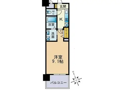 フロンティアききつI(1K/5階)の間取り写真