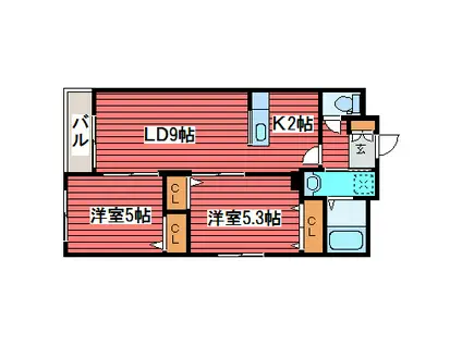 PALAIS DU ROI パレドゥロワ(2LDK/1階)の間取り写真