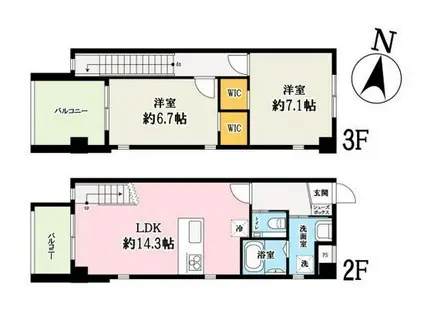 湘南新宿ライン高海 大宮駅(埼玉) バス乗車時間：15分 最寄りバス停で下車 徒歩1分 3階建 築2年(2LDK/1階)の間取り写真