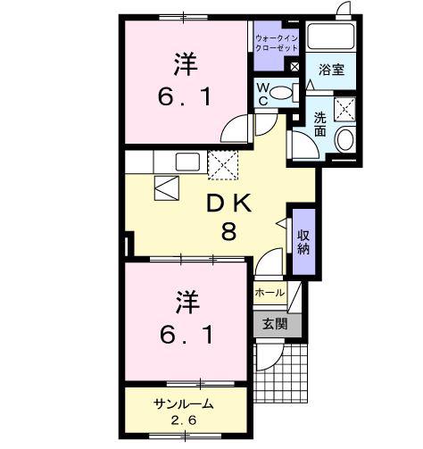 サリュー IV(2DK/1階)の間取り写真