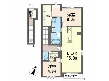 パルテール(2LDK/2階)の間取り写真