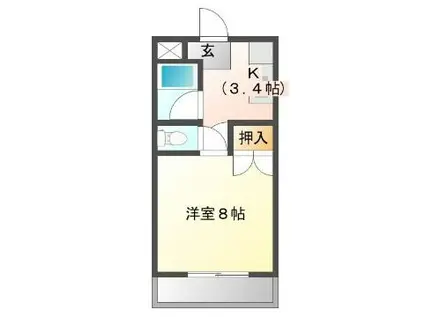 長和島サンロイヤル(1K/2階)の間取り写真