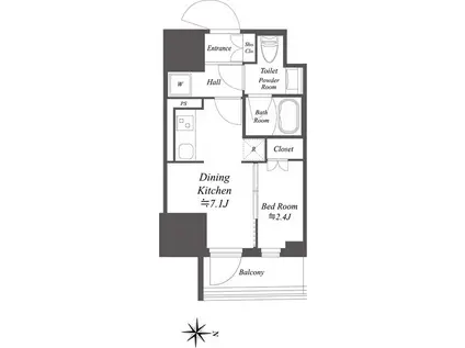 ドゥーエ亀戸II(1DK/10階)の間取り写真