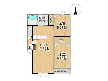 PROUD(2LDK/2階)の間取り写真