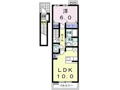 ブルス・ハープIV(1LDK/2階)の間取り写真