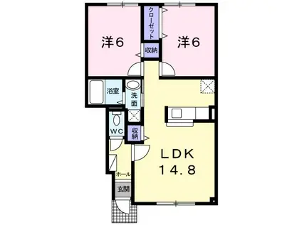 レラ・ホープ北栄(2LDK/1階)の間取り写真