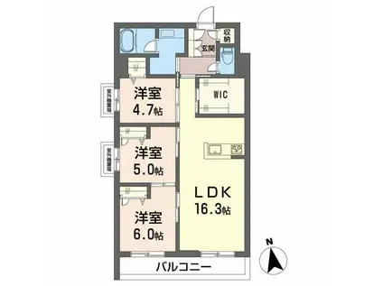 ディアマント番町(3LDK/2階)の間取り写真
