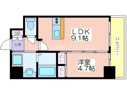 GM KOHAMA(1LDK/5階)の間取り写真