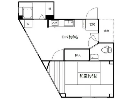北山ビル(1DK/2階)の間取り写真